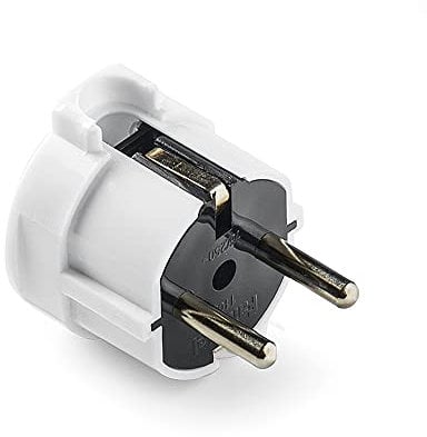 FAMATEL – Clavija espiga 4,8 mm | TT | Salida Lateral | 16A | 250V | Blanco Marfil