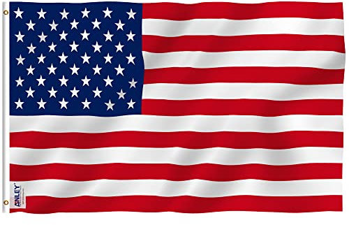 Anley Fly Breeze 3x5 Fuß American US Polyester Flagge - Lebendige Farbe und UV-beständig - Canvas Header und doppelt genäht - USA Flaggen mit Messingösen 3 x 5 Ft.