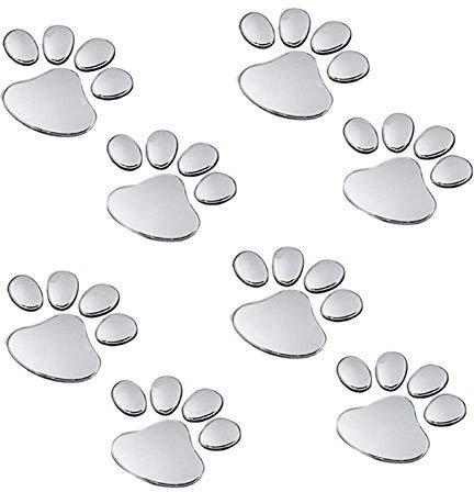 4 Pairs Bear Paw Animal Footprints Car 3D Sticker Decorazione Tono D'argento Impronta Zampa Cane Adesivi Auto Esterni