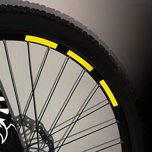 Motoking Fahrrad-Reflektorenaufkleber mit Waben-Reflex-Optik - Gelb - 22 Aufkleber im Set - Breite: 10 mm - reflektierende Felgenaufkleber für Mountainbike-, Fahrradfelgen & mehr