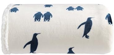 Eddie Bauer Ultra-Plüsch-Überwurfdecke aus Sherpa-Fleece, weich und gemütlich, perfekt für Bett oder Couch, Kaiserpinguin