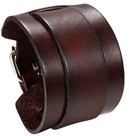 JewelryWe Schmuck Herren Lederarmband, Breit Leder Echtleder Armband Armreif Manschette Armband verstellbaren 6.5-8.5 Zoll Punk Biker Rock, braun