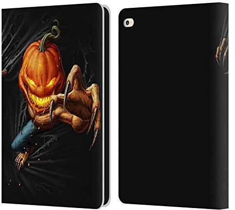 Head Case Designs Offizielle Christos Karapanos Kürbis Horror 4 Leder-Wallet-Hülle Kompatibel mit Apple iPad Air 2 (2014)