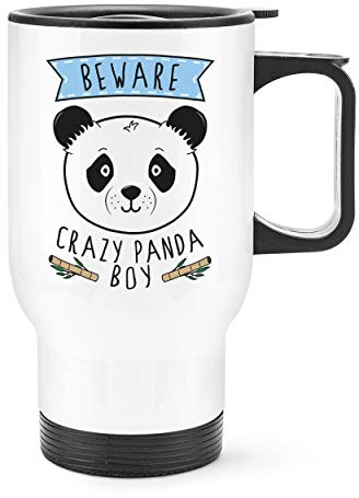 Beware Crazy Panda Boy Travel Mug Cup with Handle