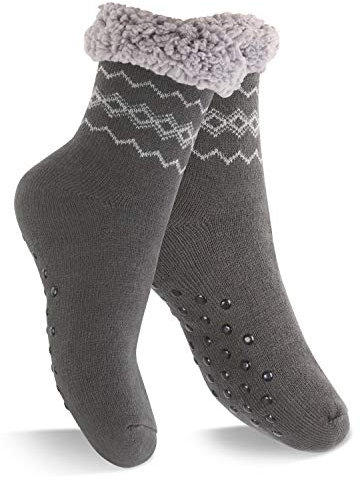 Footstar Damen und Herren Winter Haussocken (1 Paar) Kuschelsocken - Anthrazit 43-46