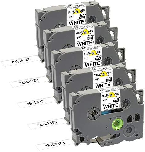 Yellow Yeti 5 Schriftbander Ersatz für TZe-231 TZ-231 schwarz auf weiß 12mm x 8m Etikettenbänd kompatibel für P-Touch PT-1000 H100 H105 H110 D210VP D400 D600VP P700 P750W CUBE