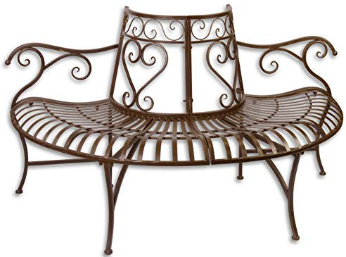 Decoratie Bank Gartenbank Parkbank halbrund braun Metall Antik Look 146 cm