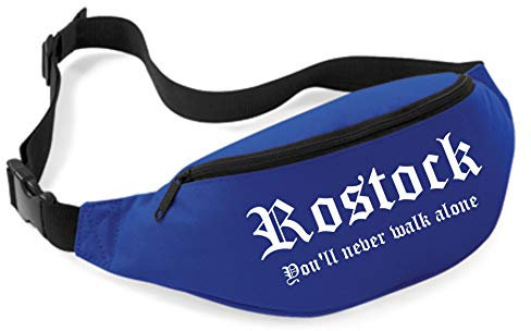 Uglyshirt89 Rostock Bauchtasche | Ultras Fussball Sport Fan Tasche (Blau)