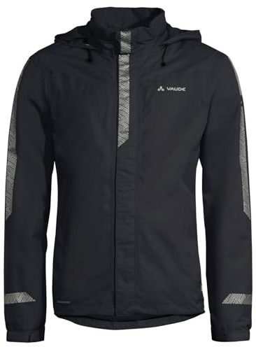 VAUDE Herren Regenjacke Men's Luminum Jacket II, mit Sicherheitsplus durch erhöhte Nacht-Sichtbarkeit für Radfahrer, wasserdicht, winddicht und atmungsaktiv, black, XXL