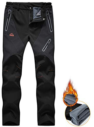 donhobo Womens Walking Waterproof Trousers Thermal Fleece Lined Ladies Winter Outdoor Windproof Warm Softshell Hiking Fishing Ski Snow Pants Black S