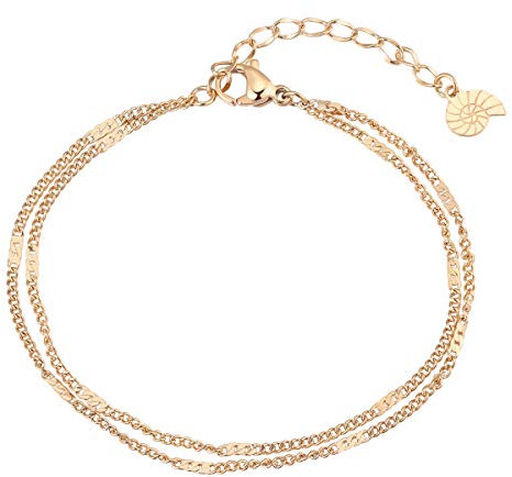 Happiness Boutique Zweireihiges Panzerarmband Zarte Mehrreihige Armkette Damen Edelstahlschmuck in Rosegold Farbe