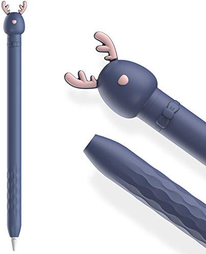 AHASTYLE Silikon Hülle für Apple Pencil 1 Nettesdesign Sanft Schutzhülle Griff Zubehör Kompatibel mit Apple Pencil 1. Generation (Blauhirsch)