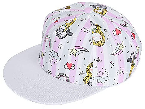 MASOCIO Cappellino Bambina Baseball con Visiera Estivo Sole Cappello Bambini Bimba Berretto età 2-4 Anni Bianco 2
