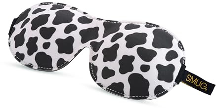 SMUG 100% Blackout Sleep & Eye Mask | Eyelash Extension Friendly | Eye Masks for Sleeping | Sleep Masks for Women & Men | Straps for Dream Comfort & Adjustability | Cow