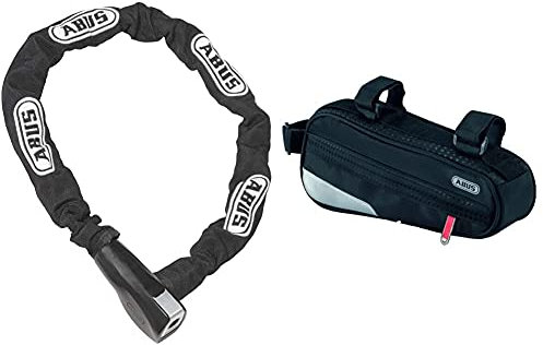 ABUS Kettenschloss Steel-O-Chain 880 – Fahrradschloss aus gehärtetem Stahl – ABUS-Sicherheitslevel 8 – Schwarz – 85 cm & Fahrradtasche ST 2200, Black, 25.5 x 10 x 5 cm