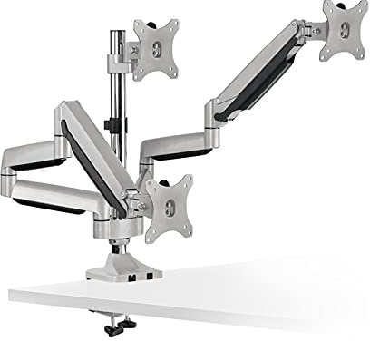 Monitorhalterung Triple Monitor Stand Mount 3 Monitor Schreibtischhalterung 13-32 Monitorständer mit Klemme, Tülle-Kit, Holds-Bildschirm bis 15,4 lbs/Arm mit 75 / 100mm VESA Monitorarm-Desktop-In