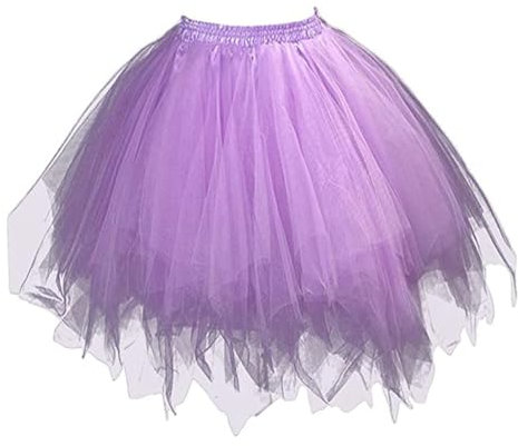 Zookey Damen Tüllrock 50er Tütü Rock Rockabilly Petticoat Tutu Karneval Kostüm Tüllrock Ballett Tanzkleid Unterrock für Frauen und Mädchen, Lila