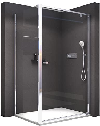 BERNSTEIN Duschkabine Eckdusche 90x100cm Duschabtrennung mit Drehtür NT604 FLEX 6 mm Nano Echtglas-Dusche Breite Türelement: 90cm Breite Glas feststehend: 100cm Profilfarbe: Schwarz matt