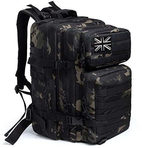 QT&QY 45L Military Tactical Backpacks Molle Army Assault Pack 3 Day Bug Out Bag Hiking Treeking Camouflage Hunting Rucksack