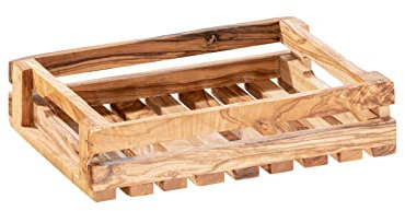 APS Table Caddy – Oliva 25 x 18 cm, altezza 6 cm, legno d'ulivo (ogni pezzo è unico. Il colore e le venature possono variare)