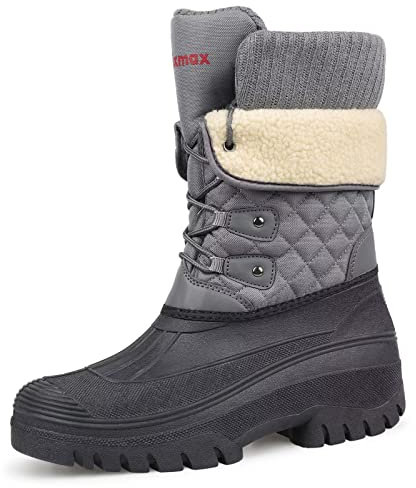 Knixmax Outdoor Winterstiefel Damen Warm Gefütterte Schneestiefel Winterschuhe mit wasserdichtem Obermaterial und rutschfesten Sohlen Geeignet für die Schneesaison im Winter Grau EU40