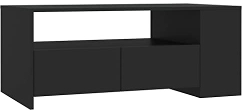 vidaXL Couchtisch Beistelltisch Wohnzimmertisch Kaffeetisch Sofatisch Teetisch Tisch mit Ablage Wohnzimmer Schwarz 102x55x42cm Holzwerkstoff