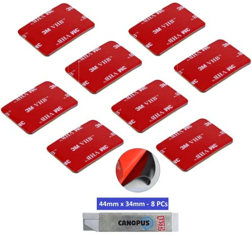 CANOPUS GoPro Adhesivo, 8 PZs 3M VHB 5952 (44mm x 34mm), Almohadillas Adhesivas 3M para Montaje de Casco GoPro, Almohadillas Adhesivas de Doble Cara Para GoPro, SJCAM, decoración del hogar