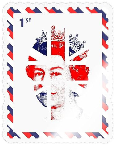 Spreadshirt Queen Elizabeth Union Jack UK Briefmarke Flagge Königin Sticker, max. 10x10 cm, 10 x 10 cm, Transparent glänzend