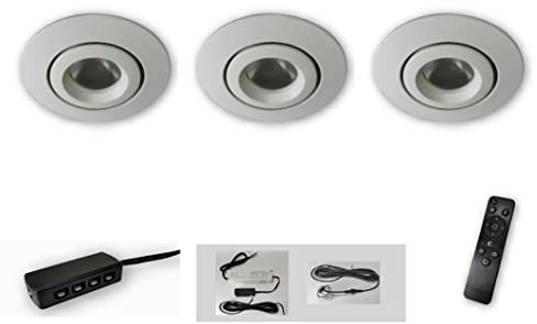 Mini LED Spot weiss schwenkbar 3er Set CCT 2700K-6500K dimmbar per Fernbedienung 12V IP44 Einbaustrahler