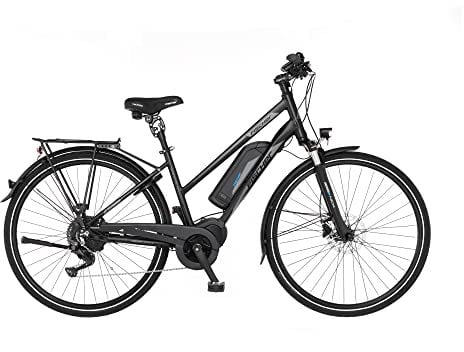 FISCHER E-Bike Trekking VIATOR ETH 1861 Elektrofahrrad für Damen und Herren, RH 49 cm, Mittelmotor 80 Nm, 48 V Akku, schwarz matt, 49cm-627Wh