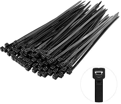 MEKEET Small Cable Ties Black 100 Pack - 200mm x 3.6mm Plastic Cable Ties 8 Inch Zip Ties Self Locking Tie Wraps for Home Office Garage Workshop and DIY