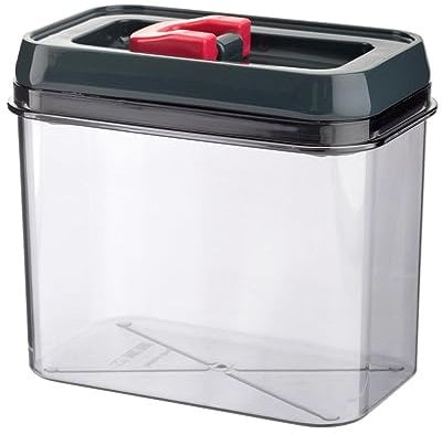 HOMESHOPA Airtight Food Storage Containers, Kitchen & Pantry Organisation, Clear Plastic Canisters with Durable Click Seal Lid, Ideal for Pasta Cereal, Flour & Sugar (1.2 Litres, Red)