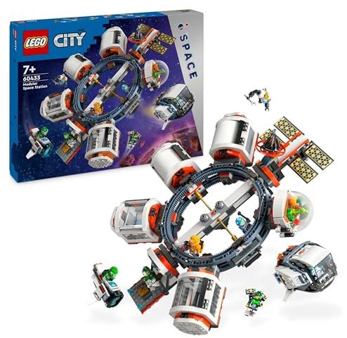 LEGO City Estación Espacial Modular, Nave y Laboratorio de Juguete, Regalo de Cumpleaños para Niños y Niñas de 7 Años o Más, Exploración del Espacio con 6 Minifiguras de Astronautas 60433
