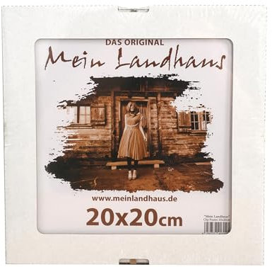 Mein Landhaus rahmenloser Bilderrahmen | 40x40 cm | Cliprahmen mit Echtglas | randloser Bildhalter zum rahmen Ihrer Fotos in horizontaler oder vertikaler Ausrichtung