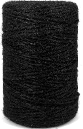 Leecogo Black 2.5mm Jute Twine 328 Feet Heavy Duty Garden Twine String for Gardening Plant Crafts and Decorative Projects