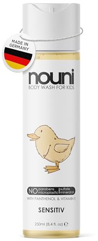 Duschgel/Waschgel für Kinder mit Panthenol & Vitamin E | sensitiv | ohne Parabene, Mineral Öl oder Mikroplastik made in Germany & vegan | mild zu den Augen - 250ml | nouni