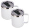 Volhoply 14oz Insulated Stainless Steel Coffee Mug with Lid Bulk 2 Pack,Double Wall Vacuum Travel Coffee Cup with Handle,Reusable Metal Tumbler,Camping Mugs Keep Hot,Christmas Gifts(White,2)
