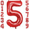 OFFCUP Zahlen Luftballon Rot, Folienballon Zahl 5, 40 Zoll Helium Ballons Geburtstagsdeko Mädchen Junge Kindergeburtstag Party Deko Ballon Zahl Deko zum Geburtstag Silvester Deko Neujahr Deko