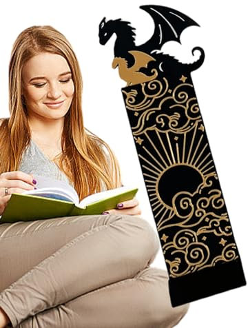 Drachen Lesezeichen, Schwarz Gold Cool Dragon Bookmark Mit Sonne Und Wolken, Drachen-Lesezeichen, lesezeichen Buchmarker Bücherregal Dekoration Für Buchliebhaber, Freunde, Familien Und Lesebegeisterte