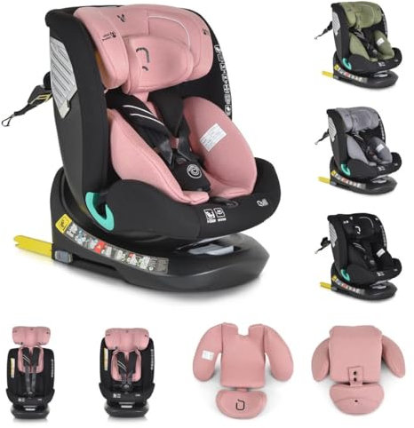 Cangaroo i-Size Barnstol Quill (40–150 cm) grupp 0/1/2/3, Isofix, 360°, roterbar, färg: rosa