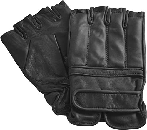 normani Quarzsand Handschuhe aus Leder ohne Finger Farbe Dunkelschwarz Größe L