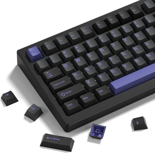 Womier Double Shot PBT Keycaps Set 138 Keys, Cherry Profile Custom Keycaps 60 65 75 100 Percent for 61/64/68/84/87/100/104/108 Retro Gaming Mechanical Keyboard, Black Purple