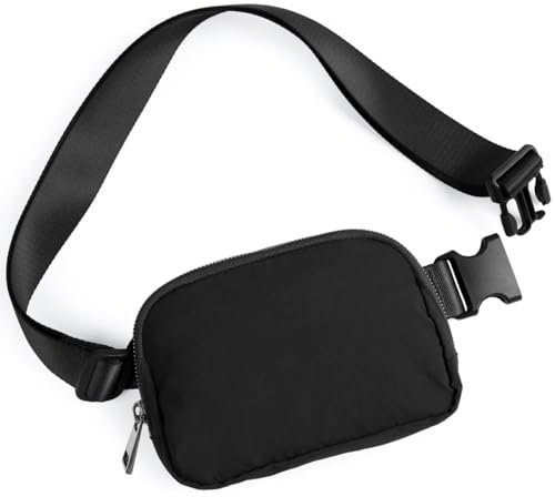 VOHONEY Gürteltasche Damen Bauchtasche Mode Hüfttasche Damen Geldbörse Ovale Tasche Umhängetasche Mini Gürteltasche für Reise Wanderung und Outdoor-Aktivitäten (Schwarz)