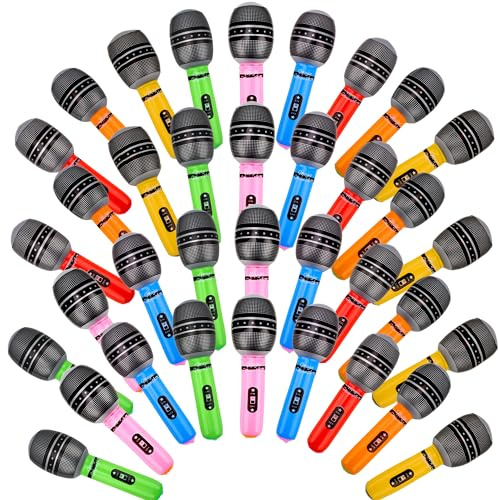Octaday Lot de 36 microphones gonflables en vrac Couleurs assorties