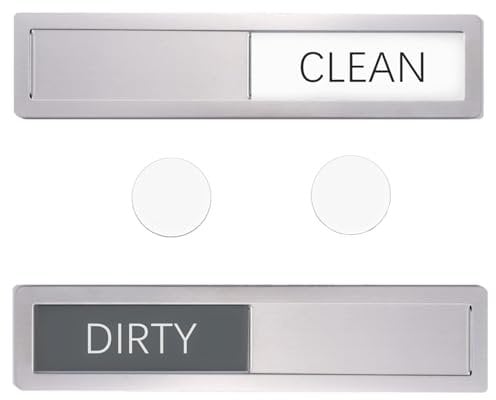 GUIFIER Premium Stainless Steel Dishwasher Magnet Clean Dirty Sign, 7 x 1.6 Inches Clean Dirty Magnet for Dishwasher, Metal Dishwasher Magnetic Sign, Kitchen Organizers and Storage(Metal, Silver)