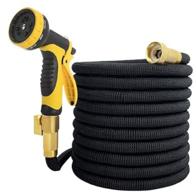 Manguera de jardín expandible Manguera de agua ret Manguera de jardín Manguera mágica expandible de alta presión for riego y limpieza de jardines(3/4''_50FT)