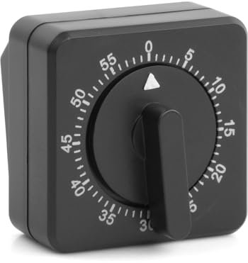 Dokeno Mechanischer Eieruhr, Küchentimer, 60 Minuten Küchenuhr mit Lauter Alarm für Sport Büro, Praktischer Countdown Küchenwecker, Quadrat Küchenwecker für Lernen, KüChe, Backen (Schwarz)