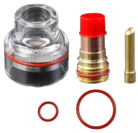 Namvo Wig-Schweißglasdüsensatz, TIG-17/18/26 Schweißpistolensatz mit Gaslinse, Spannfutter, Glasbecher, komplettes Wig-Schweißzubehör für Wig-Schweißgerät (1,6 mm)