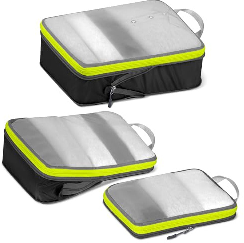 Cipway Kompression Koffer Organizer Set für Rucksack ，Netzgewebe Ultraleichte Packtaschen Packing Cubes Packwürfel Kofferorganizer Packtaschen Kleidertaschen für Reiseorganizer(schwarz, 3 Stück)