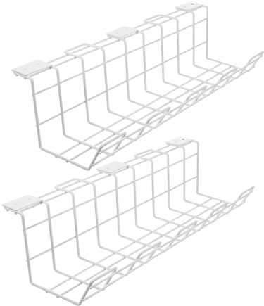 2pcs Storage Rack Cable Management Shelves Organizer Stand Wall Mounted Desk Desktop Outlet Desk Cable Tray Cable Holders Cable Management Racks Cable Patch Board Racks White Iron Housoutil